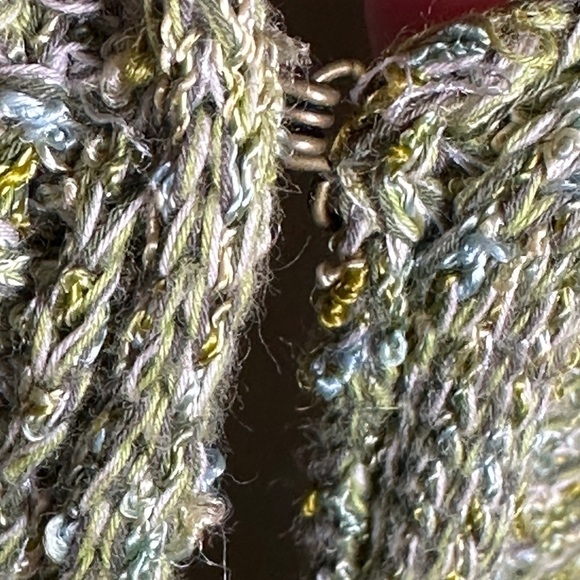 Classiques Entier Atelier Cotton Blend Slight Metallic Green Knit Cardigan M - Picture 9 of 9